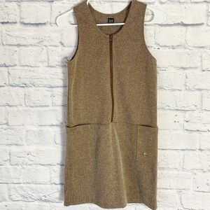 Deux par deux brown herringbone shift dress
